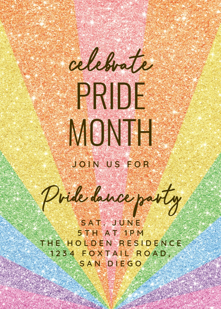 Rainbow Glitter Birthday Invitation Template Greetings Island